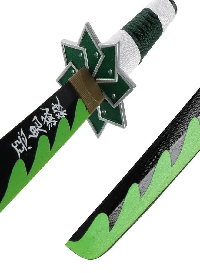 EXCELCHOICE Demon Slayer Shinazugawa Sanemi Katana Wooden Sword/Katana Toy Life Size Nichirin 104CM Bamboo Wood Sanemi Katana Toy Wind Hashira 2025 (with Single Layer Stand) Anime Cosplay Replica - Image 5